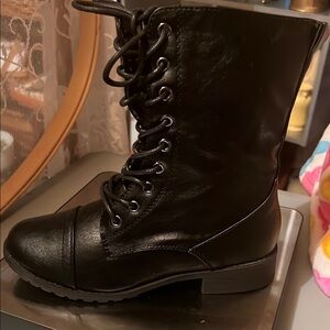Women's Black Lace-Up Boots